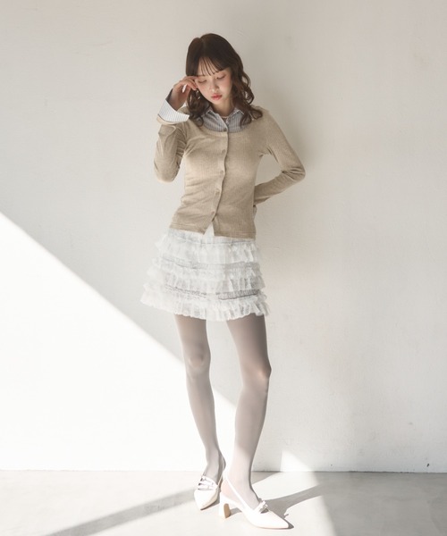 Nadana(ナダナ)の「シャツドッキングレイヤード風ニット(Tシャツ/カットソー・レディース・ベージュ/グレー・FREE)」の3枚目の写真