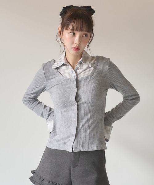 Nadana(ナダナ)の「シャツドッキングレイヤード風ニット(Tシャツ/カットソー・レディース・ベージュ/グレー・FREE)」の16枚目の写真