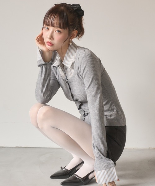 Nadana(ナダナ)の「シャツドッキングレイヤード風ニット(Tシャツ/カットソー・レディース・ベージュ/グレー・FREE)」の17枚目の写真