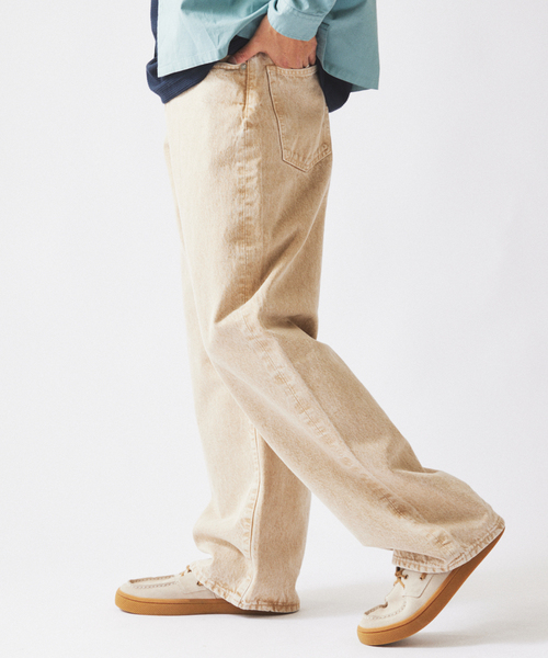 JOURNAL STANDARD relume（ジャーナルスタンダード　レリューム）の「＜Relume Jeans＞コーンデニム カツラギ ワイドパンツ（デニムパンツ・メンズ・ナチュラル/ブラックミックス/ライトパープル・MEDIUM/LARGE）」の4枚目の写真