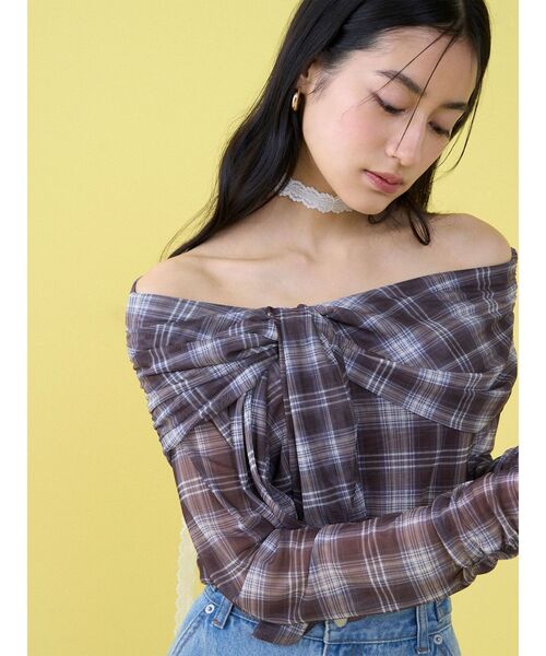 LAGUNAMOON（ラグナムーン）の「オフショルチュールタイブラウス（シャツ/ブラウス・レディース・イエロー/ブラウン/グレー・FREE）」の18枚目の写真