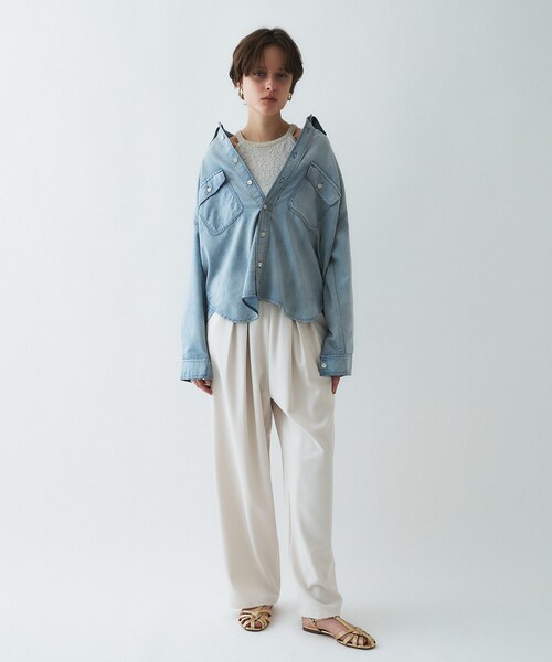 cloenc(クロエンス)の「【マシンウォッシュ】シアーデニムオーバーシャツ(シャツ/ブラウス・レディース・ブルー/ネイビー・02)」の5枚目の写真