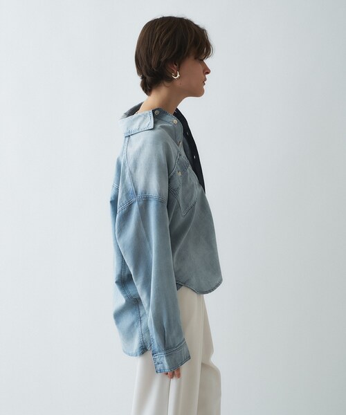 cloenc(クロエンス)の「【マシンウォッシュ】シアーデニムオーバーシャツ(シャツ/ブラウス・レディース・ブルー/ネイビー・02)」の8枚目の写真