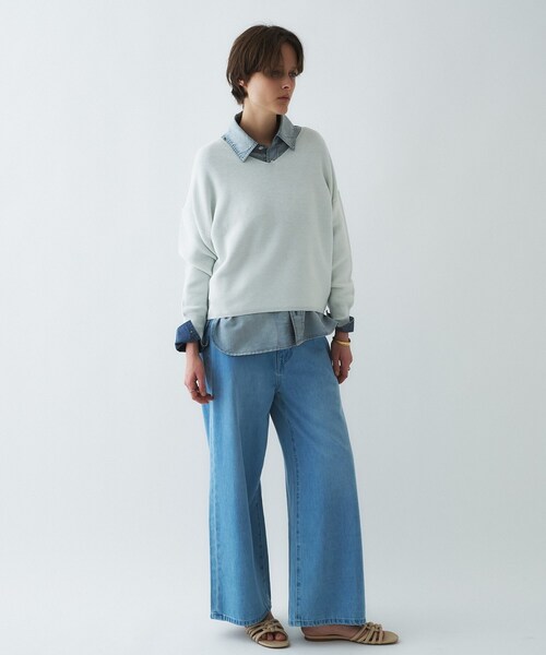 cloenc(クロエンス)の「【マシンウォッシュ】シアーデニムオーバーシャツ(シャツ/ブラウス・レディース・ブルー/ネイビー・02)」の10枚目の写真