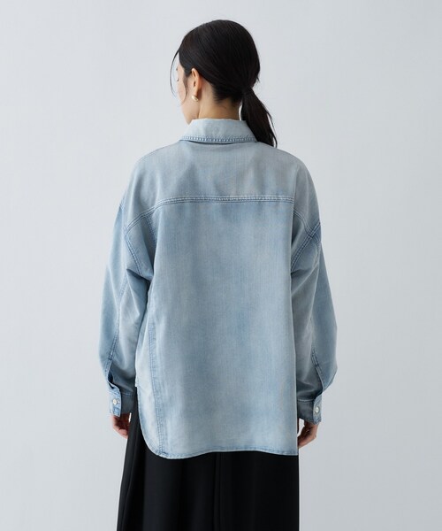 cloenc(クロエンス)の「【マシンウォッシュ】シアーデニムオーバーシャツ(シャツ/ブラウス・レディース・ブルー/ネイビー・02)」の21枚目の写真