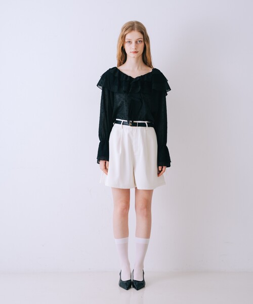 SELFIST(セルフィスト)の「ハイウエストショートパンツ 春服 夏服 フェミニン きれいめ(その他パンツ・レディース・アイボリー/ネイビー・38/36)」の16枚目の写真