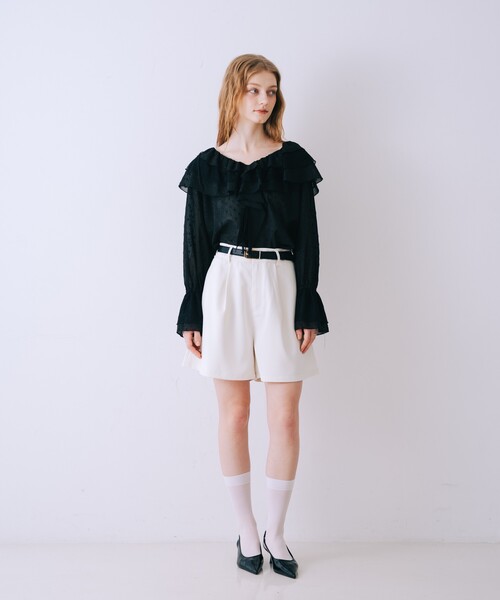 SELFIST(セルフィスト)の「ハイウエストショートパンツ 春服 夏服 フェミニン きれいめ(その他パンツ・レディース・アイボリー/ネイビー・38/36)」の17枚目の写真