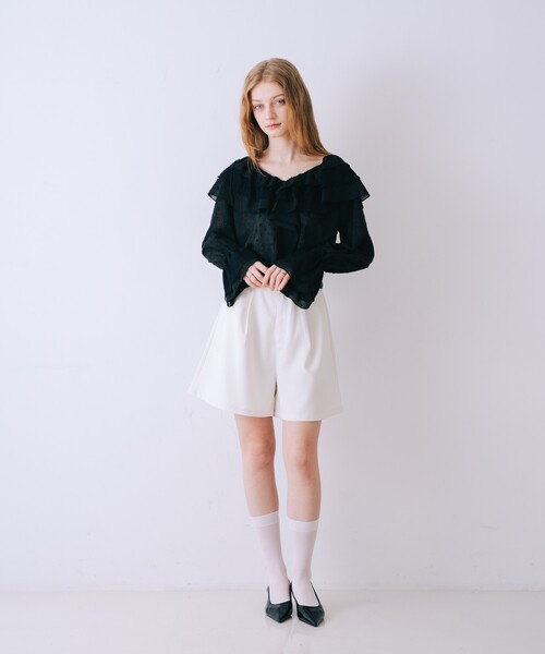 SELFIST(セルフィスト)の「ハイウエストショートパンツ 春服 夏服 フェミニン きれいめ(その他パンツ・レディース・アイボリー/ネイビー・38/36)」の18枚目の写真
