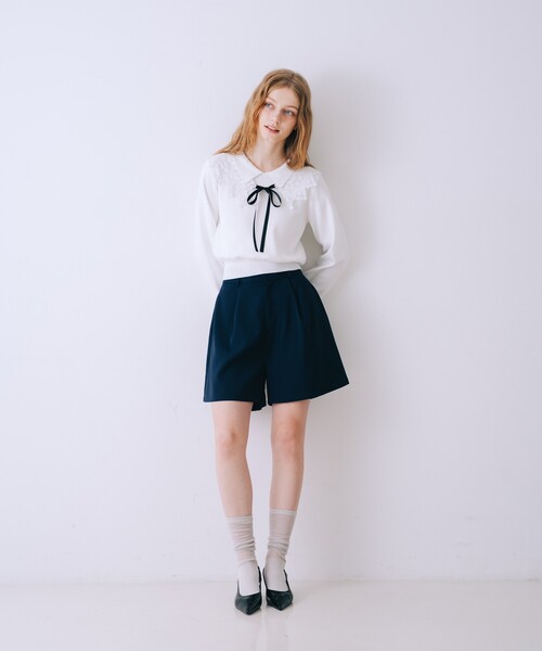 SELFIST(セルフィスト)の「ハイウエストショートパンツ 春服 夏服 フェミニン きれいめ(その他パンツ・レディース・アイボリー/ネイビー・38/36)」の15枚目の写真