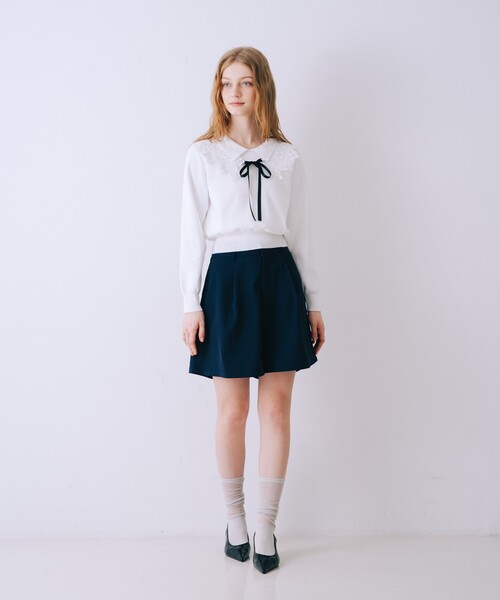 SELFIST(セルフィスト)の「ハイウエストショートパンツ 春服 夏服 フェミニン きれいめ(その他パンツ・レディース・アイボリー/ネイビー・38/36)」の4枚目の写真
