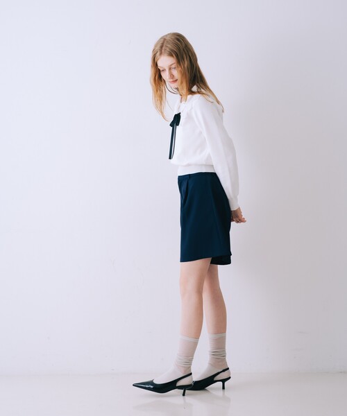 SELFIST(セルフィスト)の「ハイウエストショートパンツ 春服 夏服 フェミニン きれいめ(その他パンツ・レディース・アイボリー/ネイビー・38/36)」の5枚目の写真