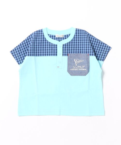 RAGMART（ラグマート）の「切り替え半袖Tシャツ（Tシャツ/カットソー・キッズ・カーキ/サックスブルー・120cm/130cm/110cm）」の2枚目の写真