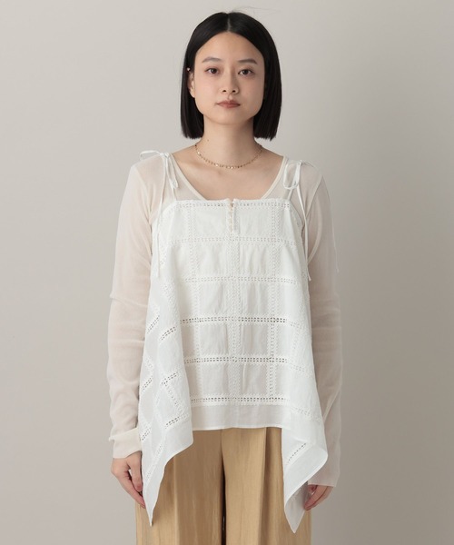 A part by（アパートバイ）の「【着方2WAY】エンブロイダリーマルチキャミブラウス（シャツ/ブラウス・レディース・ブラック/オフホワイト・FREE）」の20枚目の写真