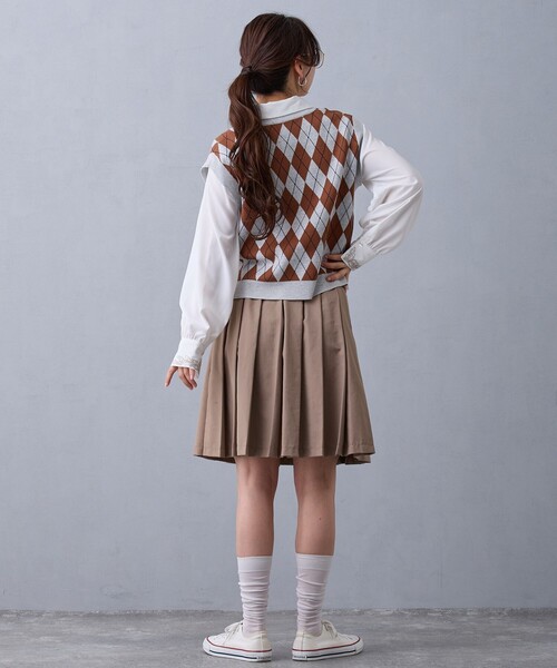 NICOLE CLUB（ニコル　クラブ）の「アーガイルベスト（ベスト・レディース・ネイビー/ボルドー/ライトグレー・FREE）」の9枚目の写真