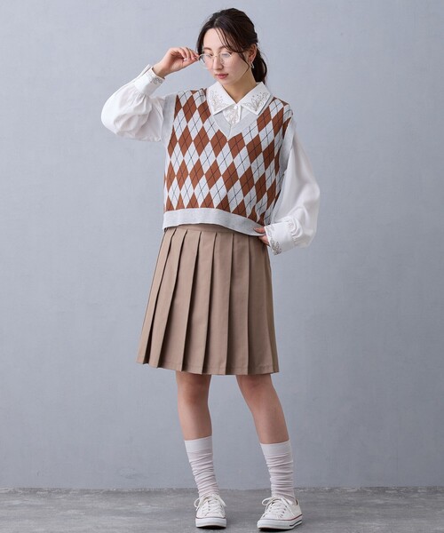 NICOLE CLUB（ニコル　クラブ）の「アーガイルベスト（ベスト・レディース・ネイビー/ボルドー/ライトグレー・FREE）」の10枚目の写真