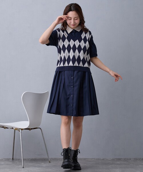 NICOLE CLUB（ニコル　クラブ）の「アーガイルベスト（ベスト・レディース・ネイビー/ボルドー/ライトグレー・FREE）」の14枚目の写真