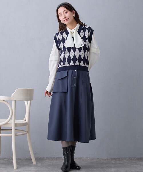 NICOLE CLUB（ニコル　クラブ）の「アーガイルベスト（ベスト・レディース・ネイビー/ボルドー/ライトグレー・FREE）」の15枚目の写真