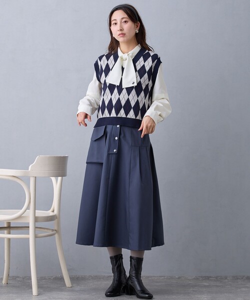 NICOLE CLUB（ニコル　クラブ）の「アーガイルベスト（ベスト・レディース・ネイビー/ボルドー/ライトグレー・FREE）」の16枚目の写真