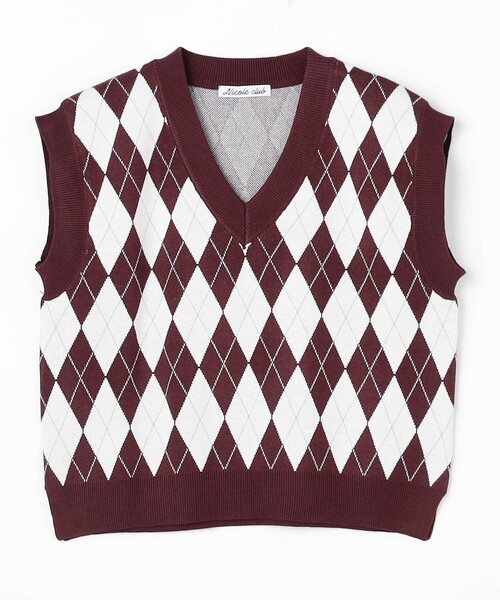 NICOLE CLUB（ニコル　クラブ）の「アーガイルベスト（ベスト・レディース・ネイビー/ボルドー/ライトグレー・FREE）」の17枚目の写真