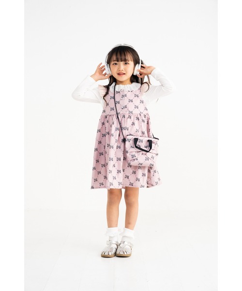 nino(ニノ)の「*綿100%*リボンパールプリントリボンパールプリントジャンパースカート(ジャンパースカート・キッズ・スモークピンク・100cm/110cm/120cm)」の9枚目の写真