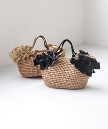 MIAN | サイドリボンペーパートートバッグ【詳細動画あり】(かごバッグ)