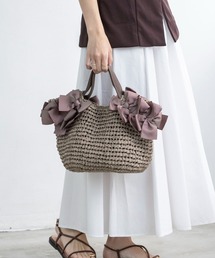 MIAN （ミアン）の「サイドリボンペーパートートバッグ【詳細動画あり】（かごバッグ）」