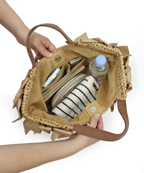 MIAN （ミアン）の「サイドリボンペーパートートバッグ【詳細動画あり】（かごバッグ・レディース・ブラック/モカ/ベージュ・FREE）」の13枚目の写真