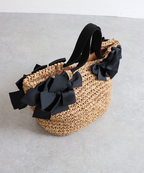 MIAN （ミアン）の「サイドリボンペーパートートバッグ【詳細動画あり】（かごバッグ・レディース・ブラック/モカ/ベージュ・FREE）」の15枚目の写真