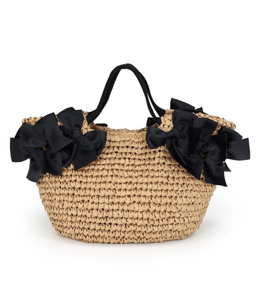 MIAN （ミアン）の「サイドリボンペーパートートバッグ【詳細動画あり】（かごバッグ・レディース・ブラック/モカ/ベージュ・FREE）」の11枚目の写真