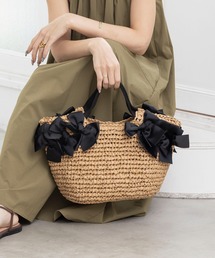 MIAN （ミアン）の「サイドリボンペーパートートバッグ【詳細動画あり】（かごバッグ）」