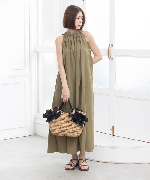 MIAN （ミアン）の「サイドリボンペーパートートバッグ【詳細動画あり】（かごバッグ・レディース・ブラック/モカ/ベージュ・FREE）」の8枚目の写真