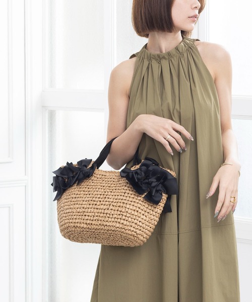 MIAN （ミアン）の「サイドリボンペーパートートバッグ【詳細動画あり】（かごバッグ・レディース・ブラック/モカ/ベージュ・FREE）」の18枚目の写真