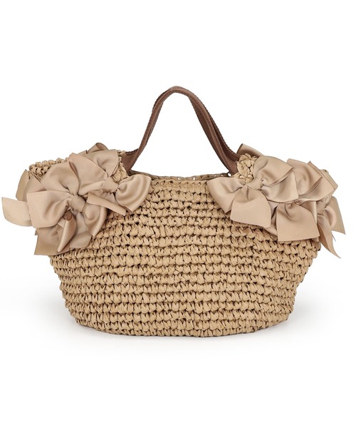 MIAN （ミアン）の「サイドリボンペーパートートバッグ【詳細動画あり】（かごバッグ・レディース・ブラック/モカ/ベージュ・FREE）」の14枚目の写真