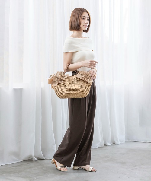 MIAN （ミアン）の「サイドリボンペーパートートバッグ【詳細動画あり】（かごバッグ・レディース・ブラック/モカ/ベージュ・FREE）」の10枚目の写真