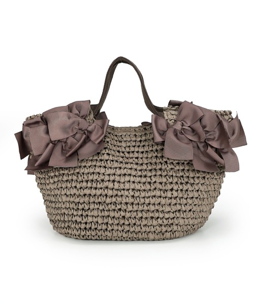 MIAN （ミアン）の「サイドリボンペーパートートバッグ【詳細動画あり】（かごバッグ・レディース・ブラック/モカ/ベージュ・FREE）」の12枚目の写真