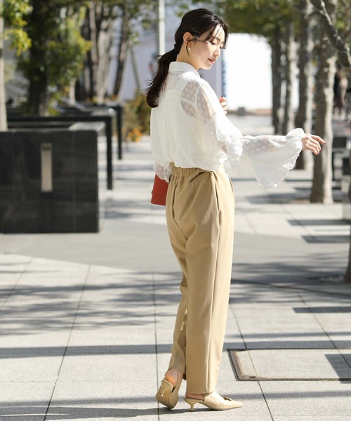 Gready Brilliant（グレディブリリアン）の「Ｗクロスハイウエストテーパードパンツ（その他パンツ・レディース・ブラック/キャメル・38/36/34）」の5枚目の写真