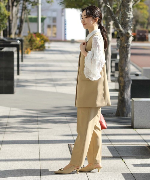 Gready Brilliant（グレディブリリアン）の「Ｗクロスハイウエストテーパードパンツ（その他パンツ・レディース・ブラック/キャメル・38/36/34）」の12枚目の写真