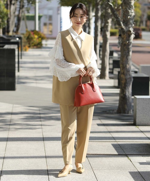 Gready Brilliant（グレディブリリアン）の「Ｗクロスハイウエストテーパードパンツ（その他パンツ・レディース・ブラック/キャメル・38/36/34）」の15枚目の写真