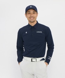 【le coq sportif GOLF】消臭/吸汗速乾/遮熱/UV CUT(UPF50+)/ストレッチ　マーキングデザイン長袖ポロシャツ　ゴルフウェア
