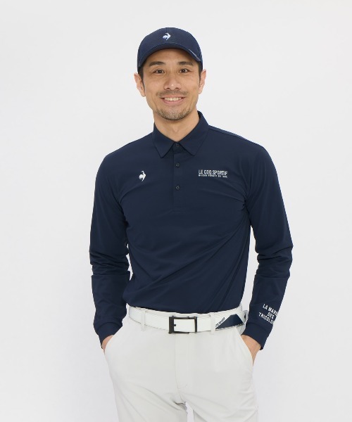 le coq sportif GOLF(ルコックスポルティフゴルフ)の「【le coq sportif GOLF】消臭/吸汗速乾/遮熱/UV CUT(UPF50+)/ストレッチ マーキングデザイン長袖ポロシャツ ゴルフウェア(ポロシャツ・メンズ・ブラック/ホワイト/ネイビー・M/L/XL/3L)」の3枚目の写真