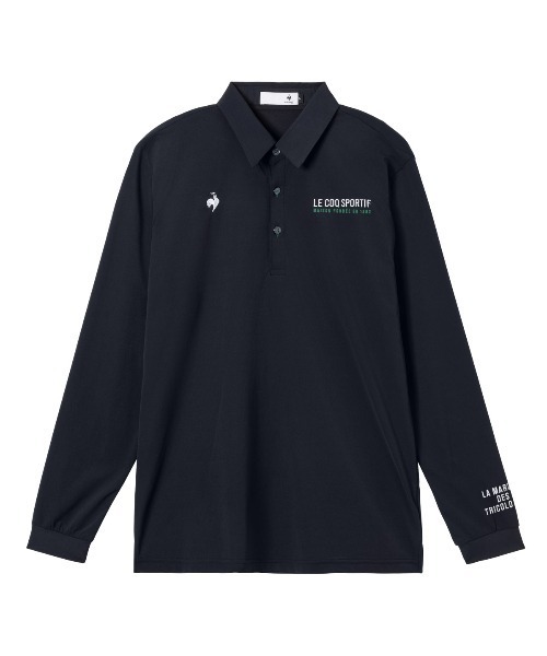 le coq sportif GOLF(ルコックスポルティフゴルフ)の「【le coq sportif GOLF】消臭/吸汗速乾/遮熱/UV CUT(UPF50+)/ストレッチ マーキングデザイン長袖ポロシャツ ゴルフウェア(ポロシャツ・メンズ・ブラック/ホワイト/ネイビー・M/L/XL/3L)」の1枚目の写真