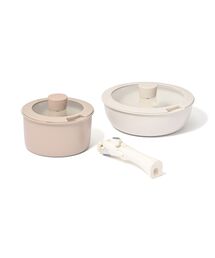 Francfranc（フランフラン）の「GO TABLE 鍋・フライパン ベーシック5点セット グレー 取っ手着脱 重ねて収納 直火 IH対応（キッチンツール）」