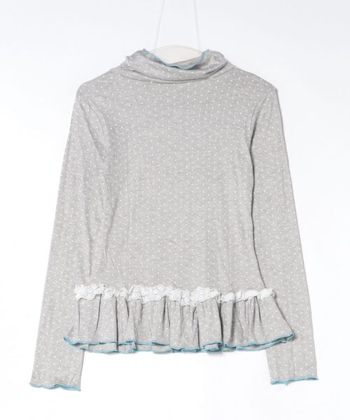 Nia(ニア)の「Nia(ニア)/【ウィッシュコアアイテム】ドット柄 ペプラムトップス(Tシャツ/カットソー・レディース・グレー・SMALL/MEDIUM/LARGE)」の2枚目の写真