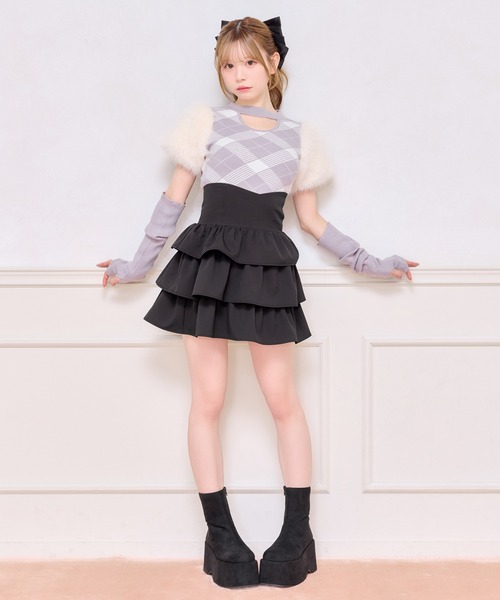 apres jour(アプレジュール)の「アームウォーマー付きアーガイルニット(ニット/セーター・レディース・ブラック/ピンク/ラベンダー・フリー/X-LARGE)」の12枚目の写真