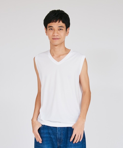 HANES(ヘインズ)の「【Hanes/ヘインズ】メンズ 【2枚組】Hanes MOVES スクエアメッシュ スリーブレスTシャツ(Tシャツ/カットソー・メンズ・ホワイト/ライトグレー/ブラック・M/L/LL)」の1枚目の写真