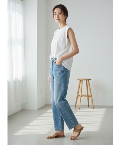 Belta attrice(ベルタアトリーチェ)の「【接触冷感】シルケットコットン100 ショルダータック クルーネックノースリーブカットソー/袖なし(タンクトップ・レディース・カーキ/ブラック/グレー/ホワイト・FREE)」の15枚目の写真