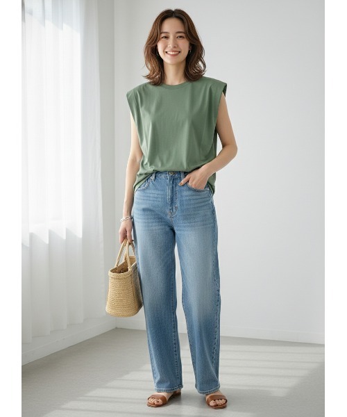 Belta attrice(ベルタアトリーチェ)の「【接触冷感】シルケットコットン100 ショルダータック クルーネックノースリーブカットソー/袖なし(タンクトップ・レディース・カーキ/ブラック/グレー/ホワイト・FREE)」の17枚目の写真