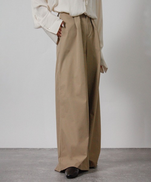 Social GIRL（ソーシャルガール）の「2026SS ハイウエストタックワイドパンツ スラックスパンツ（スラックス・レディース・ベージュ/オフホワイト/ブラック・M/L）」の18枚目の写真
