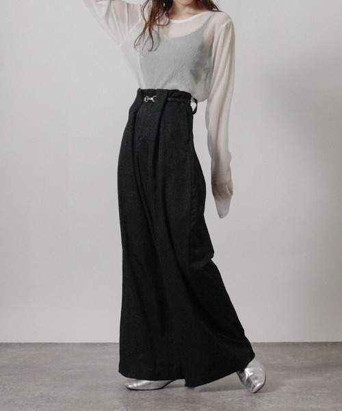 Social GIRL（ソーシャルガール）の「2026SS ハイウエストタックワイドパンツ スラックスパンツ（スラックス・レディース・ベージュ/オフホワイト/ブラック・M/L）」の9枚目の写真