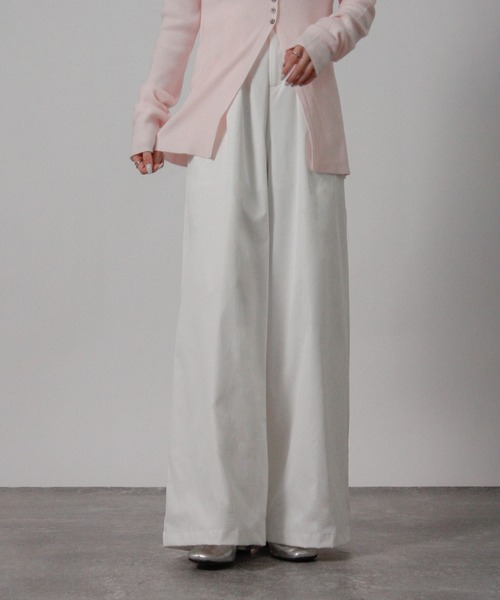 Social GIRL（ソーシャルガール）の「2026SS ハイウエストタックワイドパンツ スラックスパンツ（スラックス・レディース・ベージュ/オフホワイト/ブラック・M/L）」の10枚目の写真